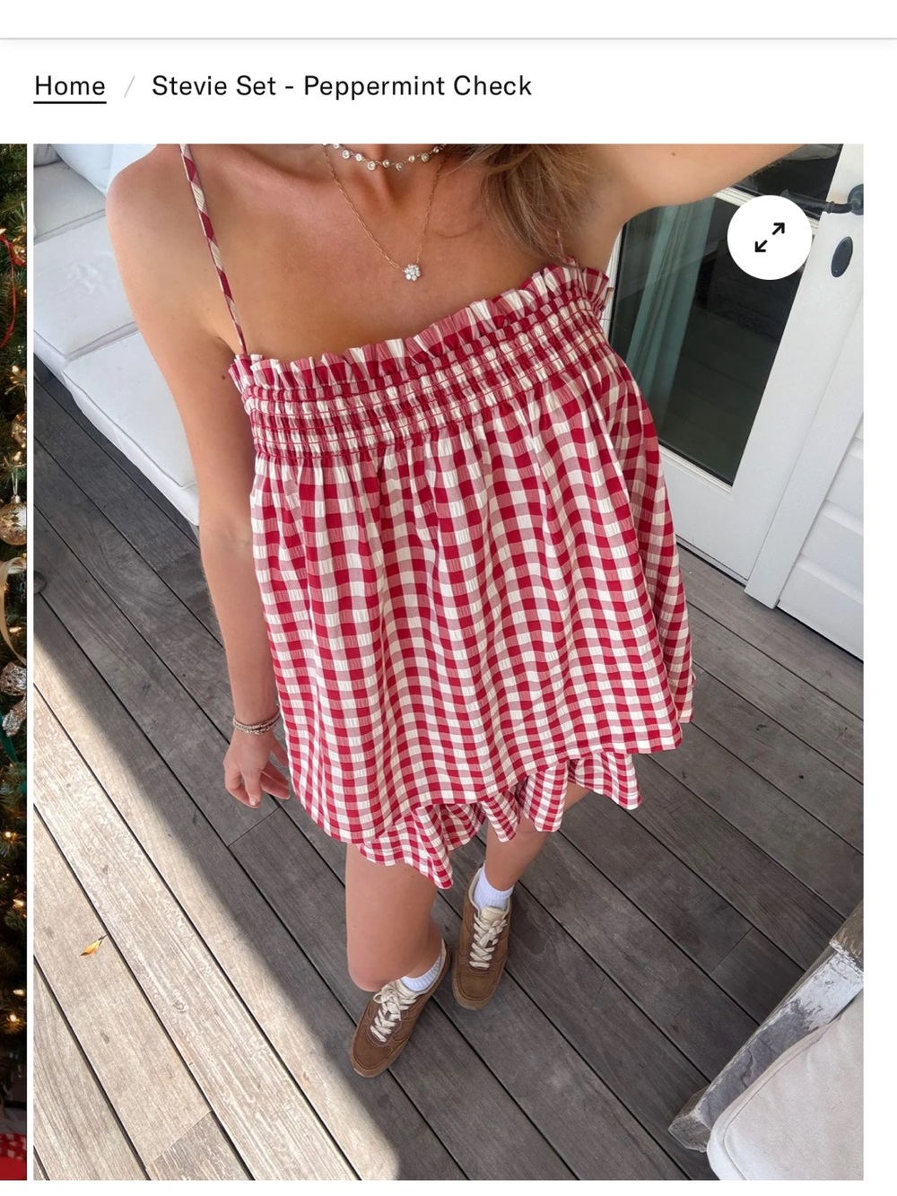 Darling Red and White Gingham Smocked Camisole